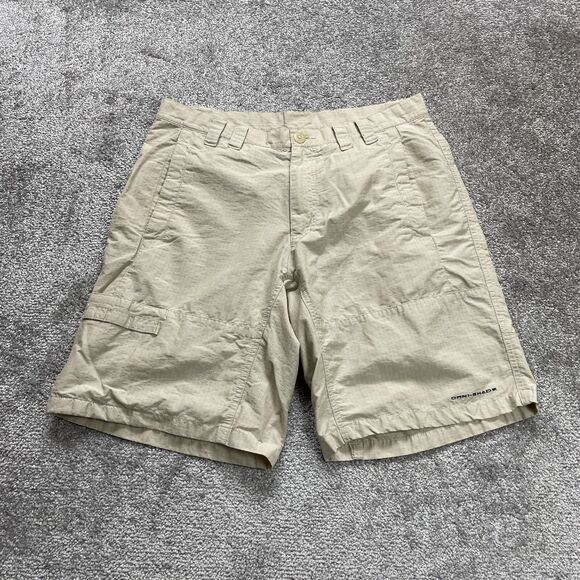 Columbia Omni Shade PFG Short Men Beige Flat Front Outdoor Hiking Fishing 32x9.5 - Picture 1 of 16